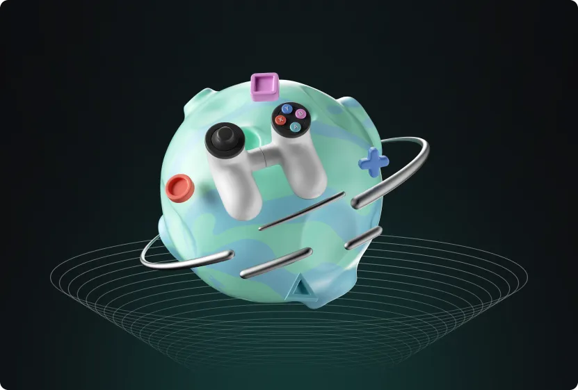 Image of planet with gaming controls